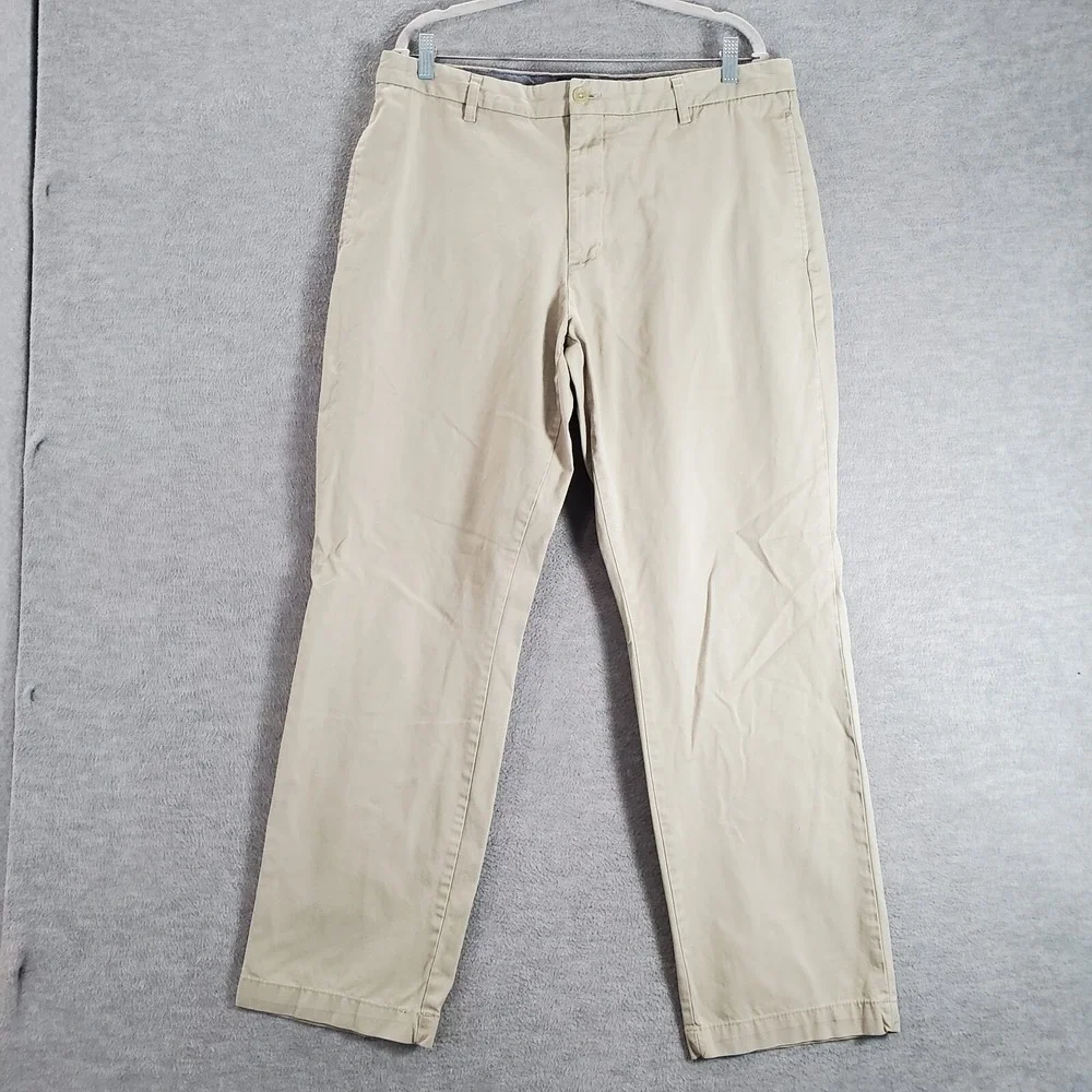 Banana Republic Men Pants 38x32 Beige‎ Straight Fit Gavin Chino Slash Pockets
